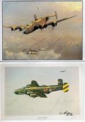 Cyril Peters of 77th Squadron RAF Collection of 2 Signed A4 Colour Prints. Signed in black ink. Good