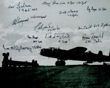 World War II Lancaster multi signed 10x8 black and white photo includes 11 bomber command veterans