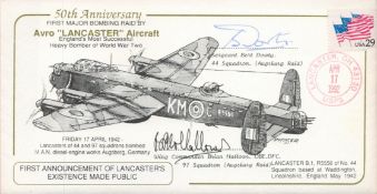 WW2 Wg Cdr Brian Hallows DFC and Sgt Bert Dowty Signed 50th Anniversary of 1st Major Bombing Raid