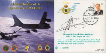Lt General Guido Vanhecke Signed Golden Jubilee of the Belgian Air Force FDC with Brussels Stamp and