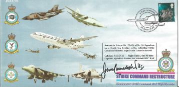 John Cruickshank V.C. signed FDC Strike Command Restructure. Flown in VC10K2 of 101 Sqn on flypast