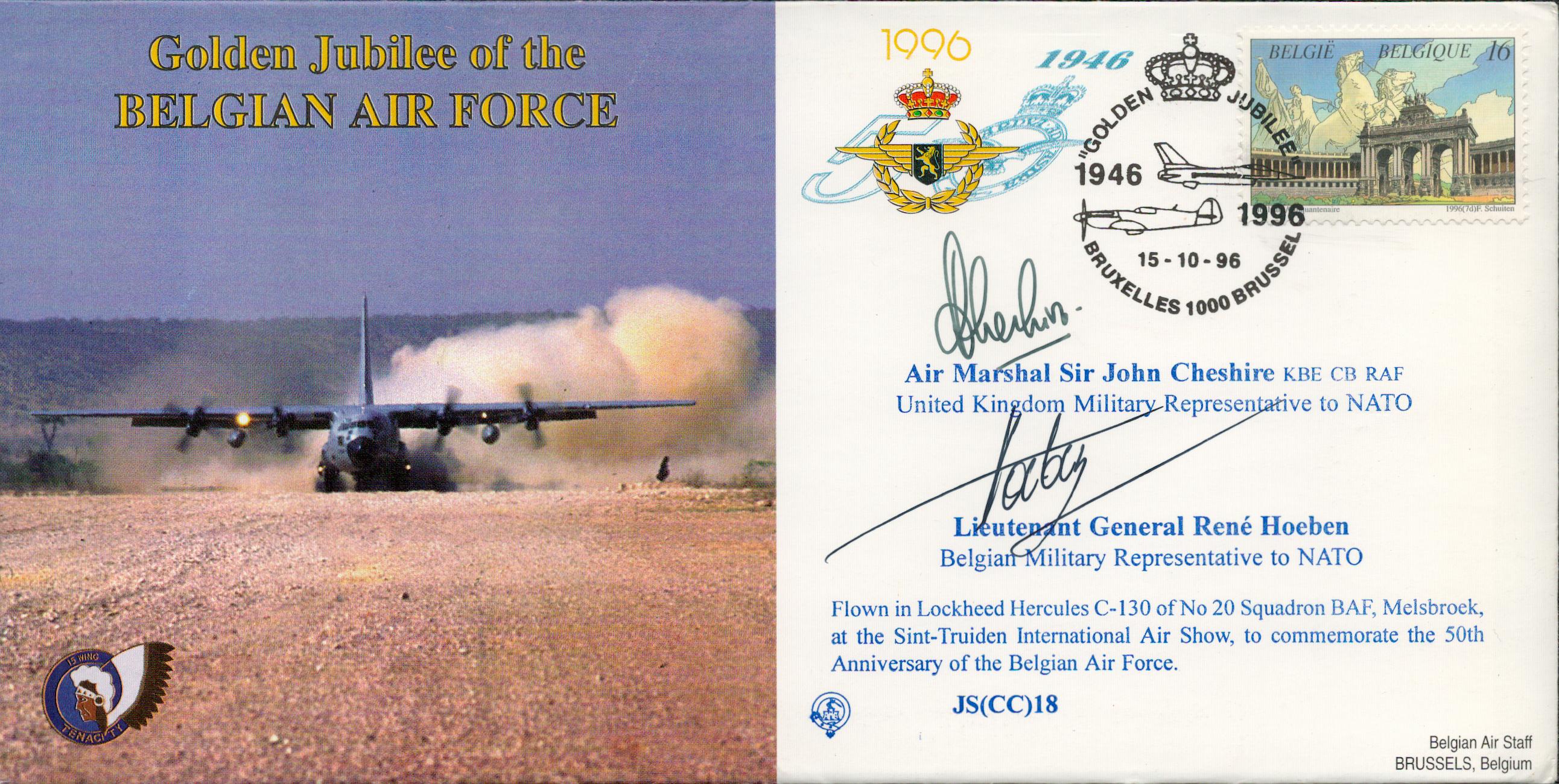 Air Marshal Sir John Cheshire and Lt Gen Rene Hoeben Signed Golden Jubilee of the Belgian Air Force.