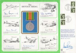 WW2 multisigned cover. The Defence Medal signed by Sir Alan Boxer, Sir Brian Burnett, T Franks,