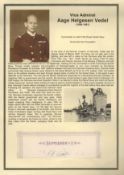 WW2 Vice Admiral Aage Helgesen Vedel Signed Signature Page in black ink. Aage Helgesen Vedel (1894-