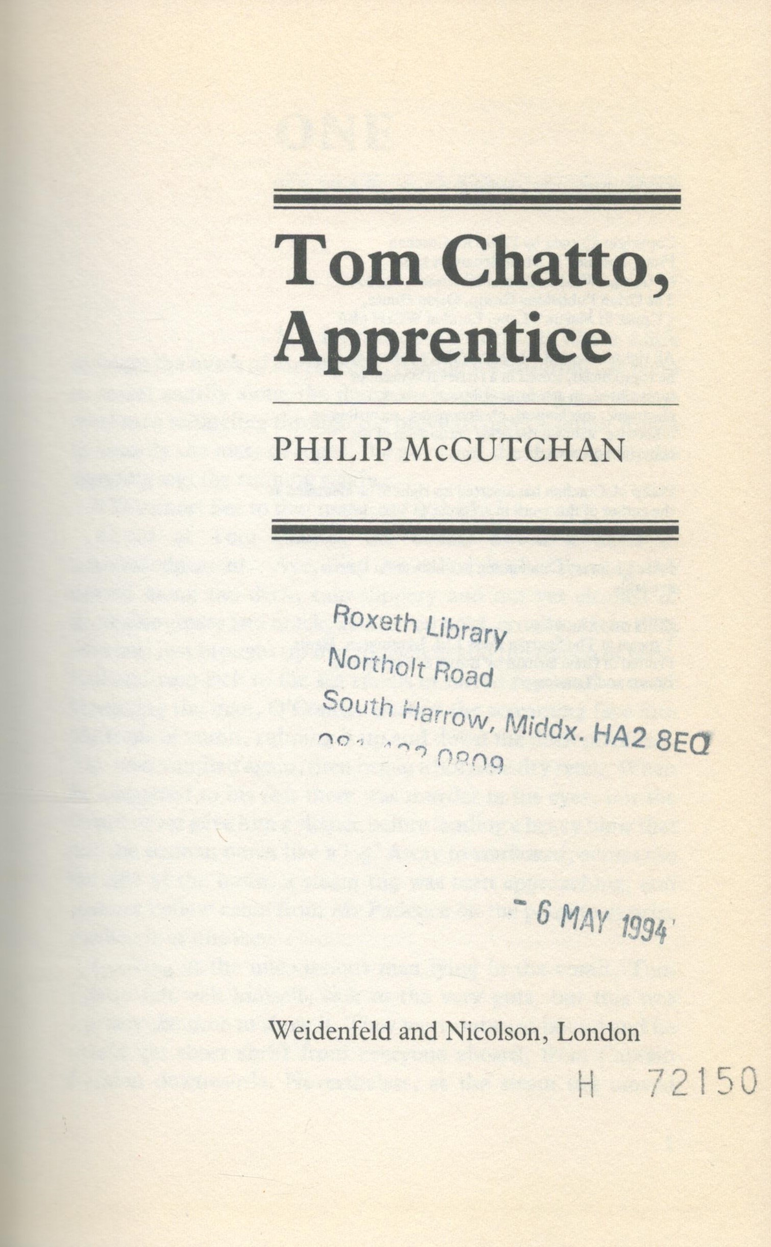 Tom Chatto, Apprentice by Philip McCutchan 1994 First Edition Hardback Book with 183 pages published - Image 2 of 3