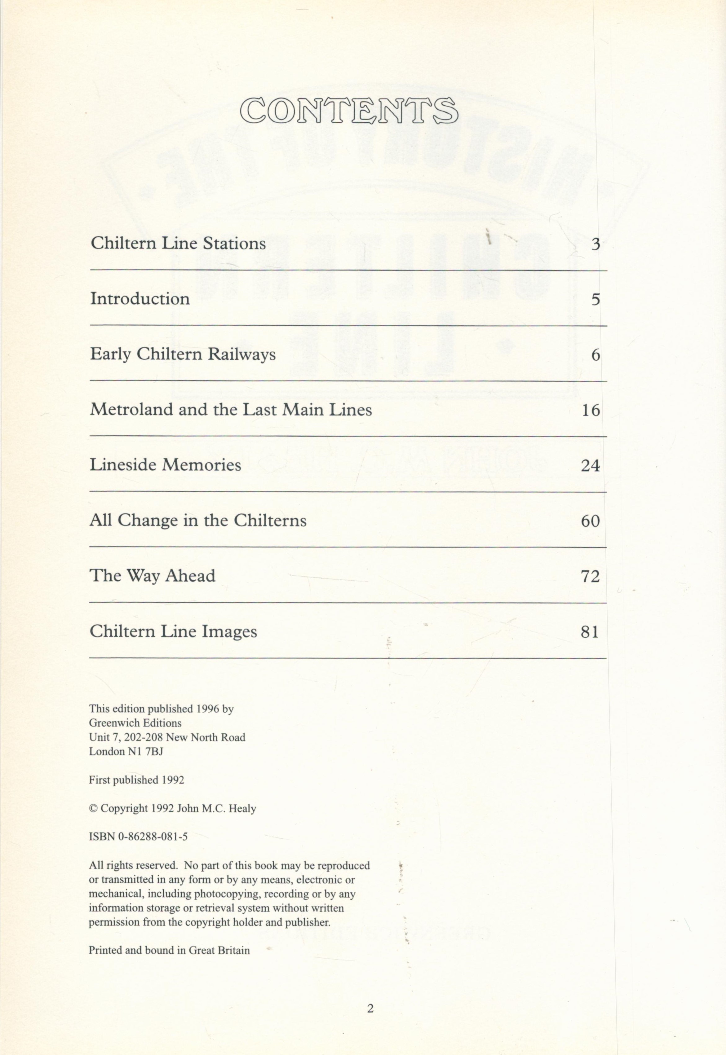 History of The Chiltern Line by John M C Healy 1996 edition unknown Hardback Book published by - Image 3 of 3