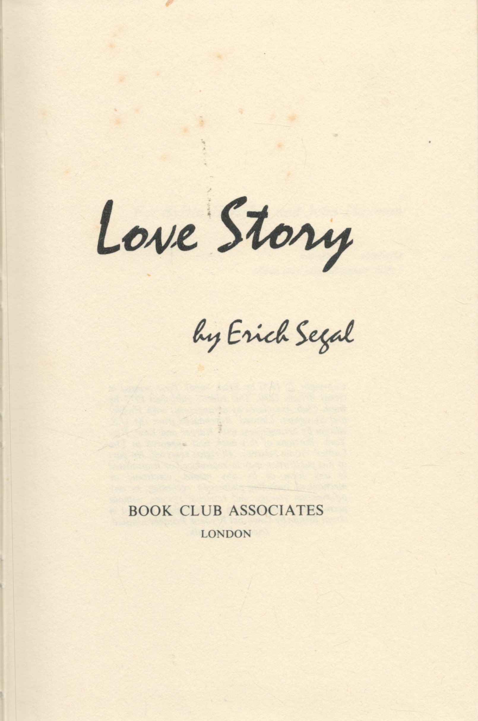 Love Story by Erich Segal 1977 Book Club Associates Edition Hardback Book with 131 pages published - Image 2 of 3