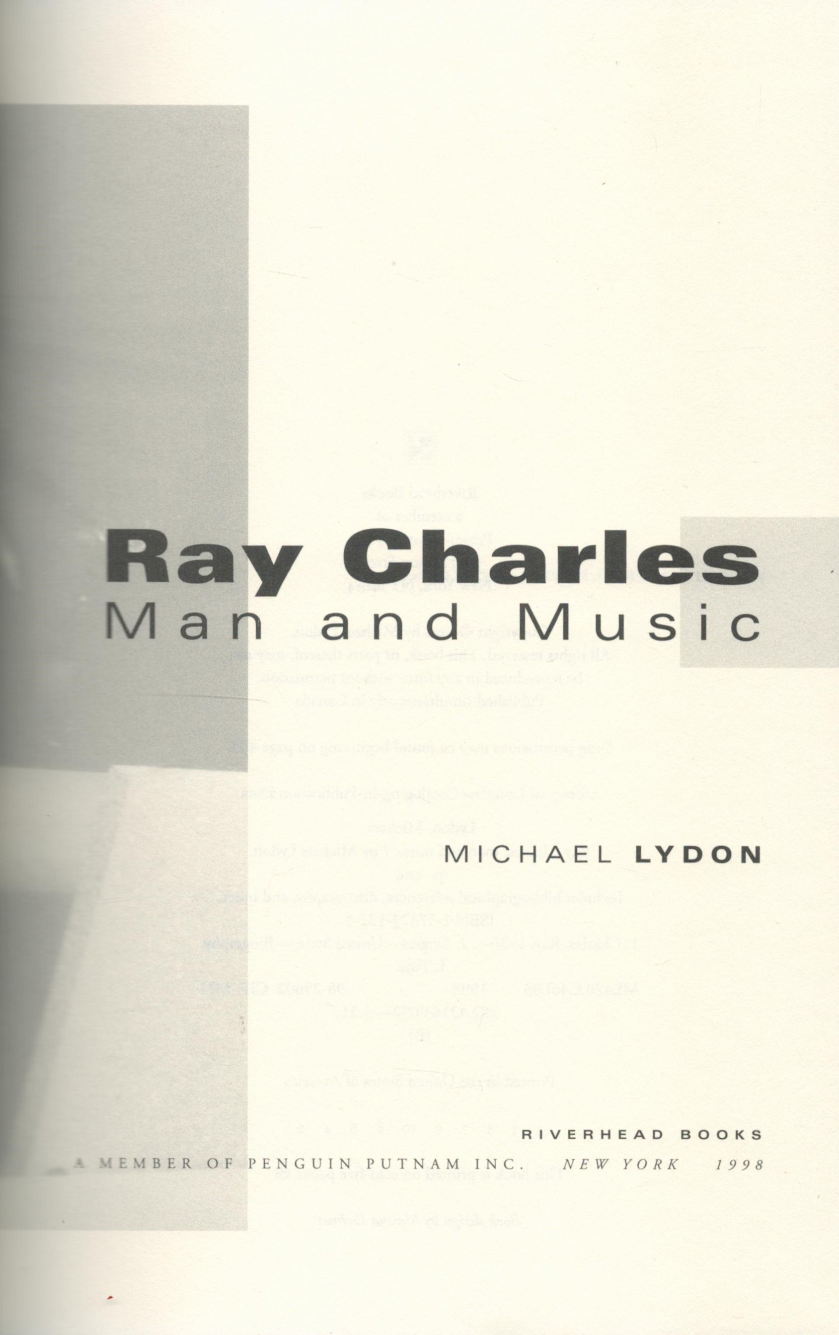 Ray Charles Man and Music by Michael Lydon 1998 First Edition Hardback Book with 436 pages published - Image 2 of 3