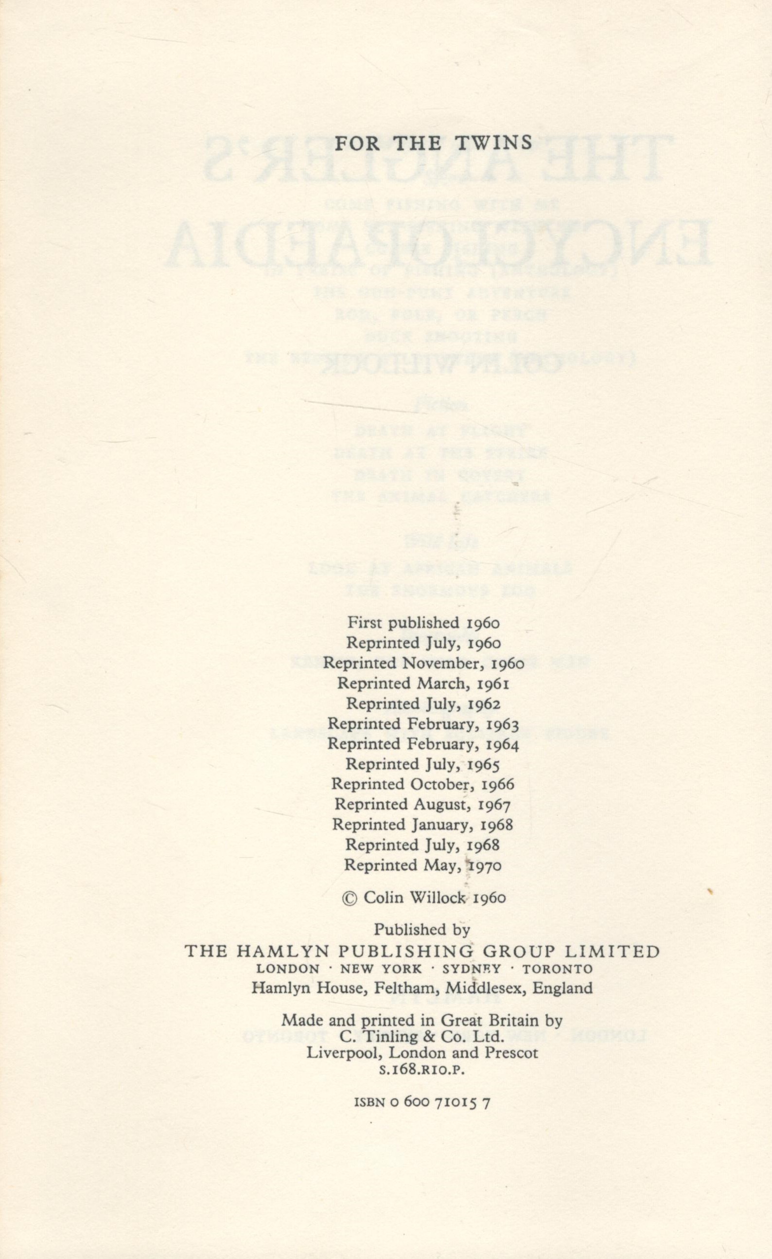 The Angler's Encyclopaedia by Colin Willock 1970 edition unknown Hardback Book with 240 pages - Image 3 of 3