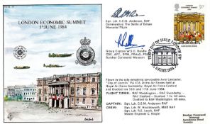 Sqn Ldr CSM Anderson and Grp Cptn WSO Randle Signed London Economic Summit FDC. British Stamp with 5