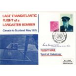 WW2 Sqn Ldr Les Munro CNZM, DSO, QSO, DFC Signed Last Transatlantic Flight of a Lancaster Bomber-
