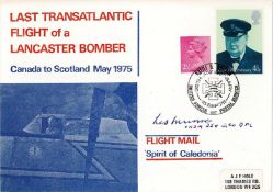 WW2 Sqn Ldr Les Munro CNZM, DSO, QSO, DFC Signed Last Transatlantic Flight of a Lancaster Bomber-