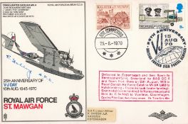 W. O Ernest Folley AFC Personally signed RAF St Mawgan 25th Anniversary Of V J Day 15th aug 1945