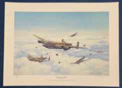 Aviation Artist Keith Aspinall Signed Encounter Over Witten Colour Print by Aspinall. 171/200.
