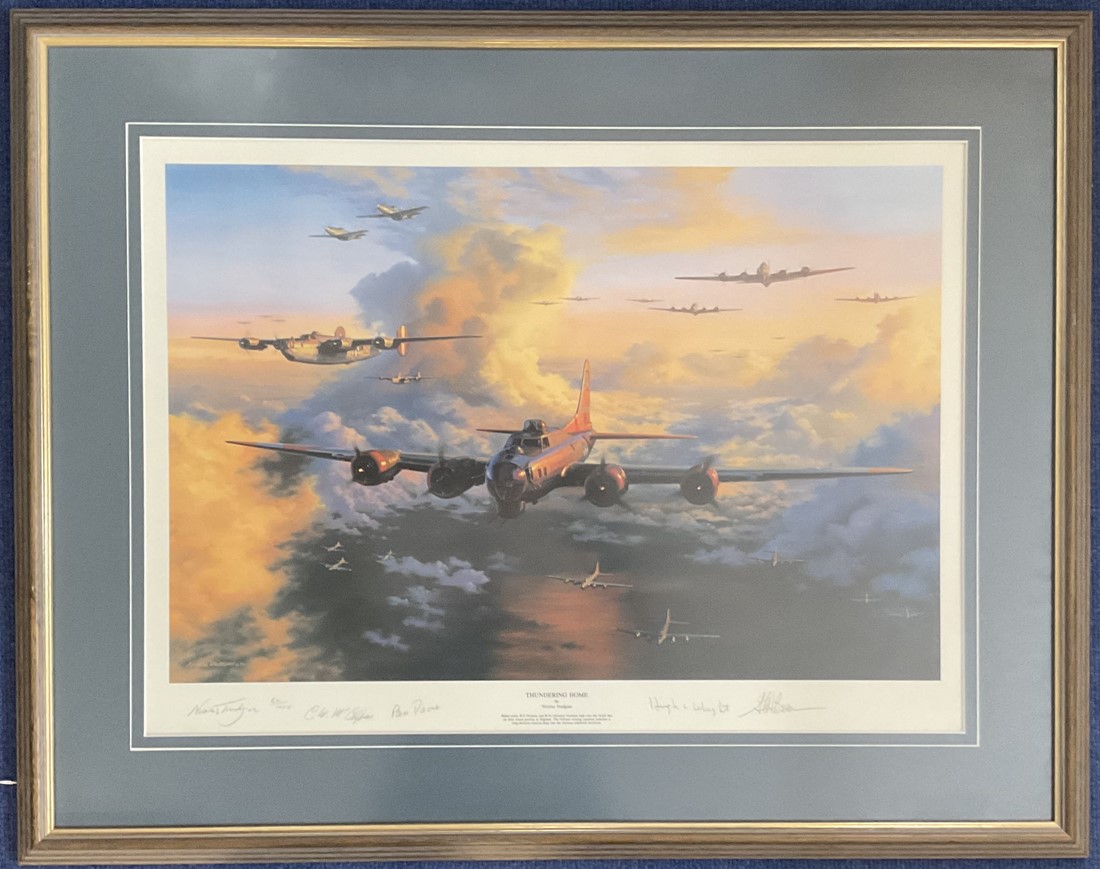 WW2 5 Signed Nicolas Trudgian Colour Print Titled Thundering Home 671 of 1000 Housed in a