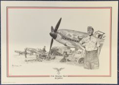 WW2 Signed Print H J Jacksaw Colour Print Titled Oblt Gunter Rall 88 of 500 Signed by The Artist,