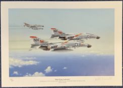 WW2 Signed Keith Aspinall Colour Print Titled "High Flying Aardvarks" 104 of 500 Signed by The