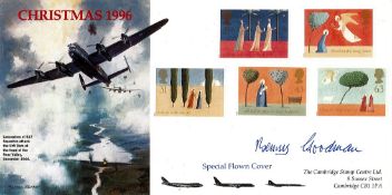 WW2 Sqn Ldr Benny Goodman Signed Christmas 1996 Special Flown FDC. 9 of 20. 5 British Stamps.