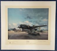 WW2 Arthur T Harris and Frank Wootton Signed Halifax Colour Print. 259/850. Signed in Pencil by