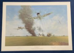 Sqn Ldr ED Glaser and Gerald Coulson Signed Manston, 12th August 1940 Colour Print by Gerald