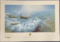 WW2 RAF 22 RAF Personnel Signed Artist Proof Frank Wootton Print titled The Battle of Britain