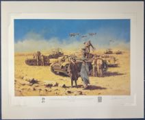 WW2 Signed David Pentland Colour Print Titled The Desert Fox 72 of 1000 Signed by The Artist,