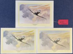 WW2 3 x Signed Barry Weekley Colour Prints Titled P./O. H R "Dizzy" Allen 23 of 500 Two Signed by