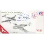 WW2 Wg Cdr John Wray DFC Signed German Aces of WW II First Day Cover Good condition. All