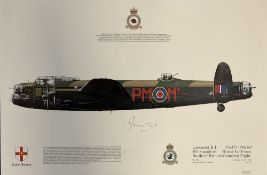 WW2 James Willie Tait Signed Lancaster B1 Pa474 Battle of Britain Memorial Flight Colour Print.