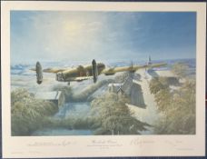 WW2 3 Signed Trevor Lay Colour Print Titled Moonlight Return 310 of 500 Signed by The Artist, Flt
