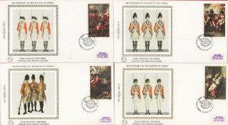 Military Collection of 4 Bicentenary of the Battle of Jersey Benham Silk Cachet Covers FDC's. 18th