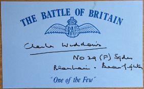 WW2 RAF Air Commodore Charles Widdows DFC Signed 'One of the Few' Blue 5x3 Battle of Britain