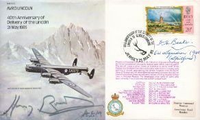 WW2 ACM Sir Harry Broadhurst Signed 40th Anniv of Delivery of the Lincoln 21 May 1985 FDC. Good