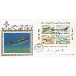 RAF AVM Sandy Johnstone Signed 75th Anniversary of the Royal Air Force Benhams FDC. Good