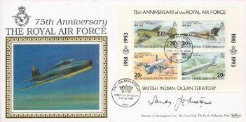 RAF AVM Sandy Johnstone Signed 75th Anniversary of the Royal Air Force Benhams FDC. Good