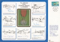 The award of the George medal to airmen multi signed. Signed by J Reeson, D Oliver, J A McCarthy,