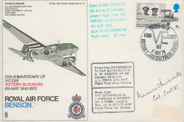 WW2 SOE hero Maurice Buckmaster signed 1970 Raf Benson 25th Ann VE day flown RAF cover. Good