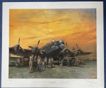 WW2 3 Signed The Last Halifax Colour Print by Terence Cuneo. 553/ 850. Signatures include Arthur T