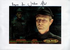 Star Wars Legend Julian Glover CBE Signed Printed Star Wars A4 Photo. Signed in black marker pen.