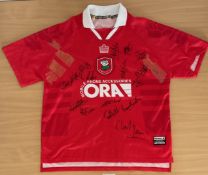 Football Barnsley 97 season multi signed replica home shirt includes 16 signatures such as Clint