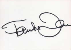 Bond Girl Famke Janssen signed 6x4 white card. Famke Beumer Janssen born c. ?1964/1965 is a Dutch