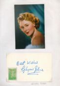 Glynis Johns signed 6x4 album page and colour photo affixed to A4 sheet. Good condition. All