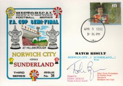 John Byrne Signed Norwich City V Sunderland Cover Series FDC With British Stamp and Apr 5th 1992