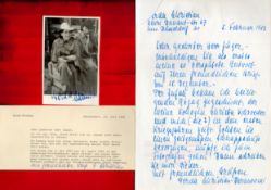 World War II Gerda Christian collection includes signed 6x4 black and white photo, TLS dated 5TH Feb