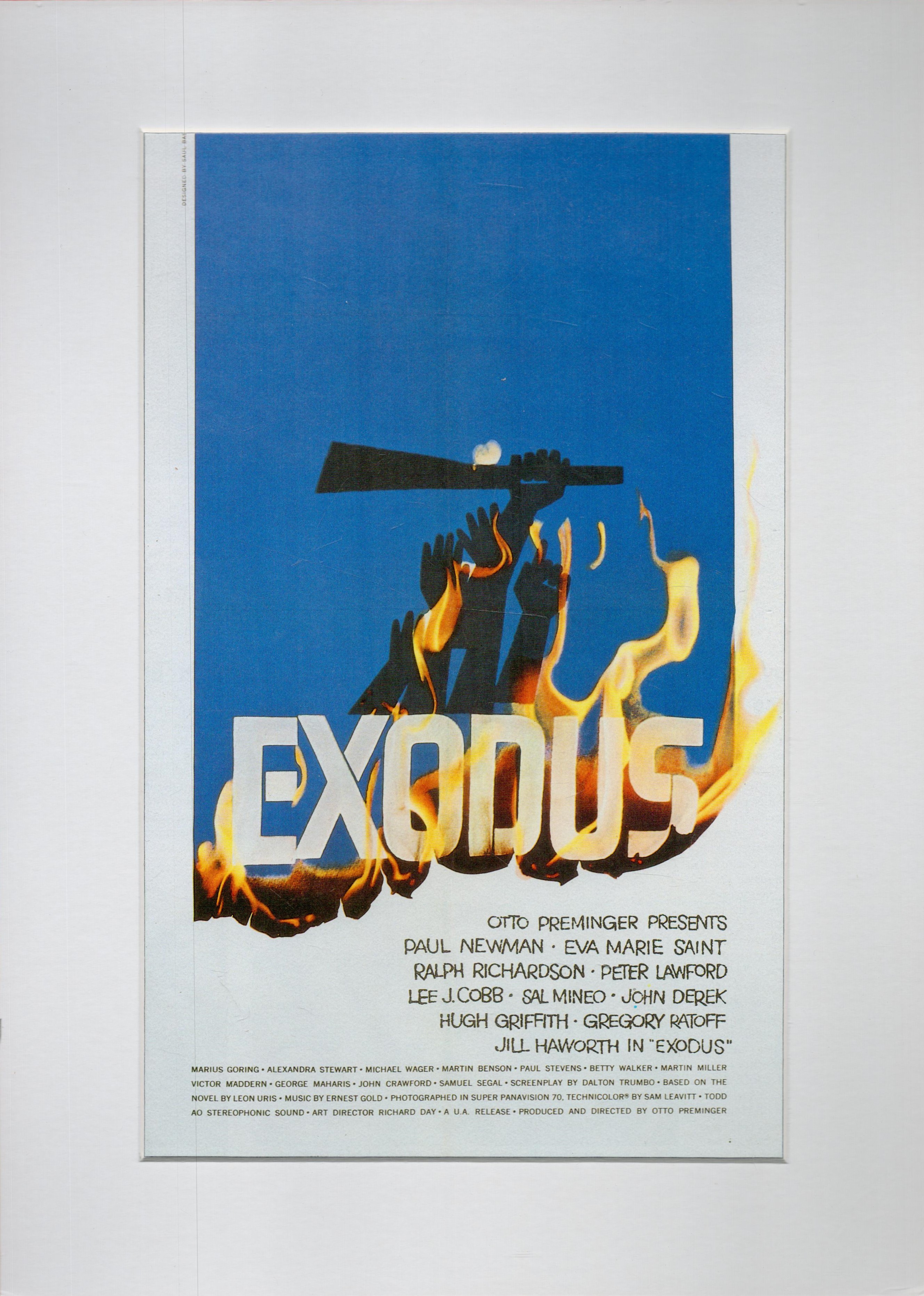 Exodus Film Magazine Cutting Starring Paul Newman, attached to Board, Further attached to card.