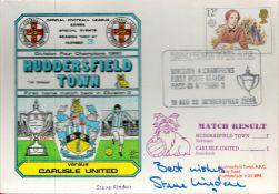 Steve Kindon Signed Huddersfield Town V Carlisle Utd FDC With British Stamp and 19 Aug 90