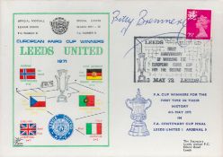 Billy Bremner signed European Fairs Cup Winners Leeds United 1971 Dawn FDC PM First Anniversary of