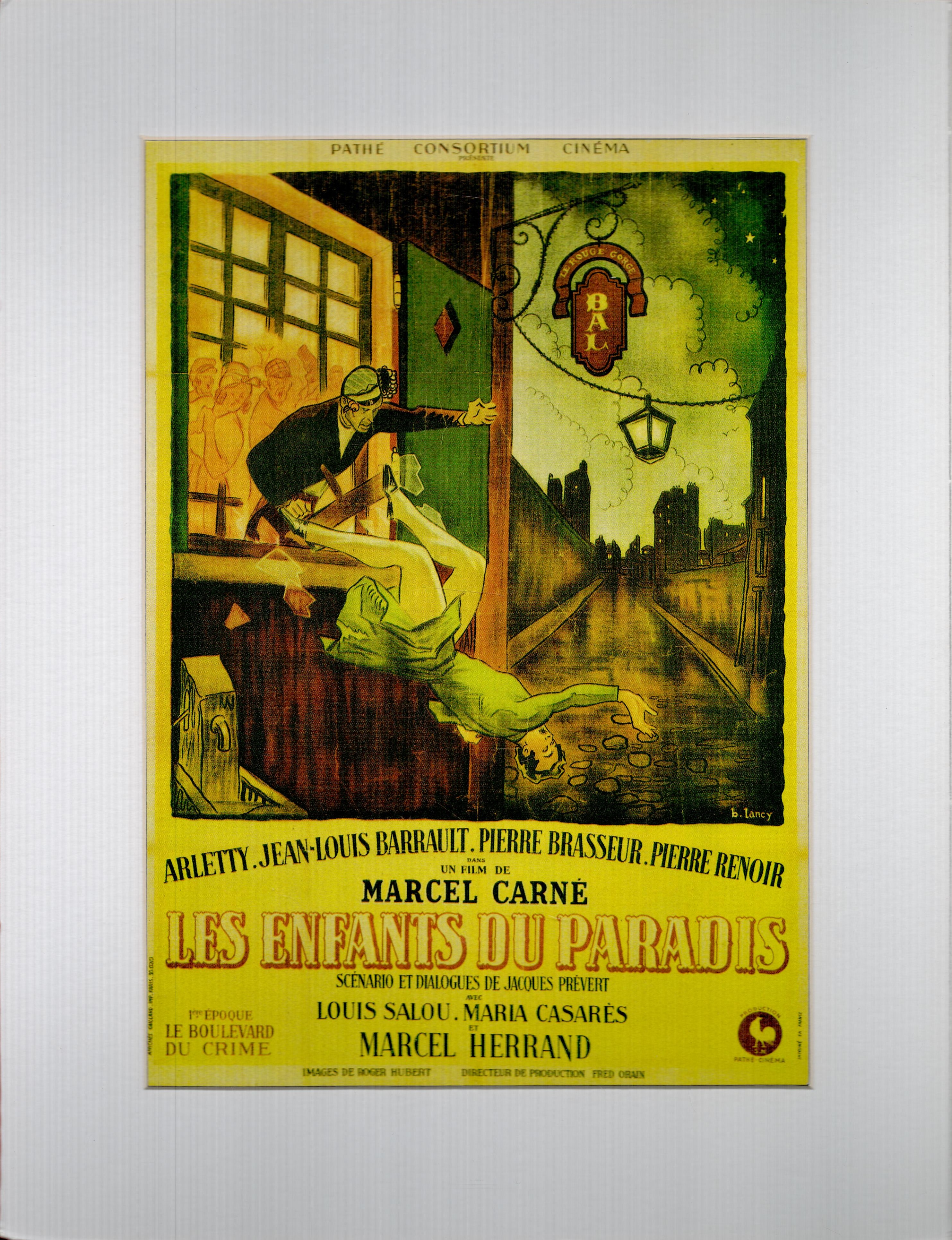 Les Enfants Du Paradis Colour French Language Colour Promo Sheet Attached to Board, Further attached