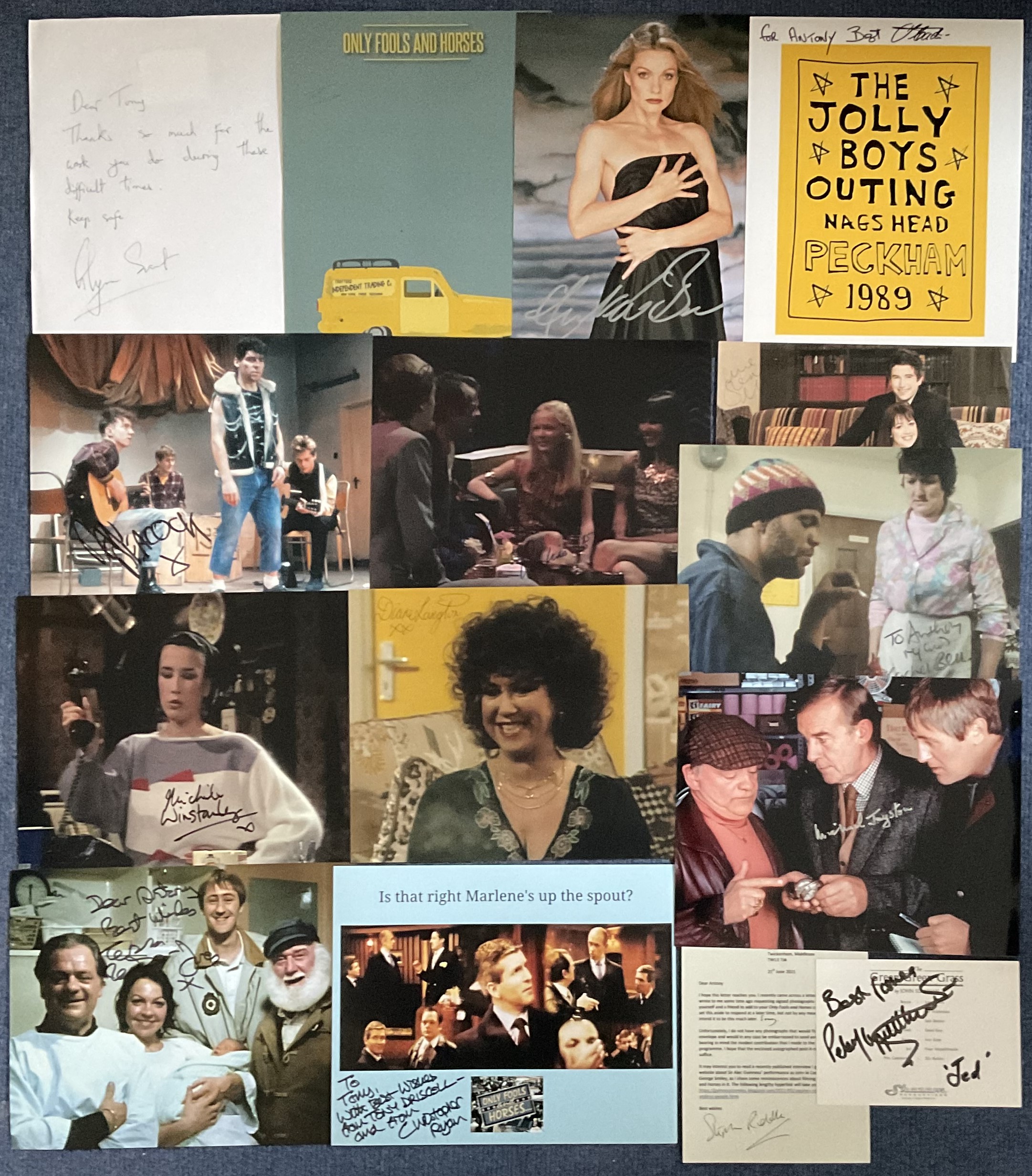 Only Fools and Horses Collection of 15 Signatures on Various Items. Signatures include Dan