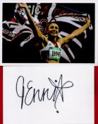 Athletics Jessica Ennis Hill signed 5x3 white card and 6x4 colour photo. Good Condition. All